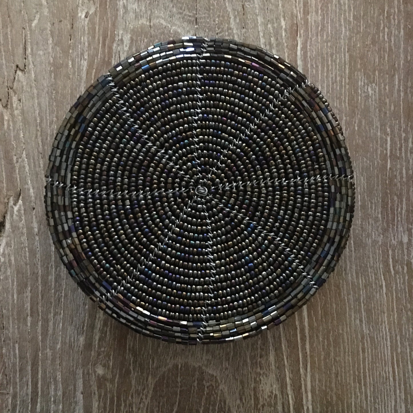 African Beaded Coaster Set - Black variety of colour - Set of 6