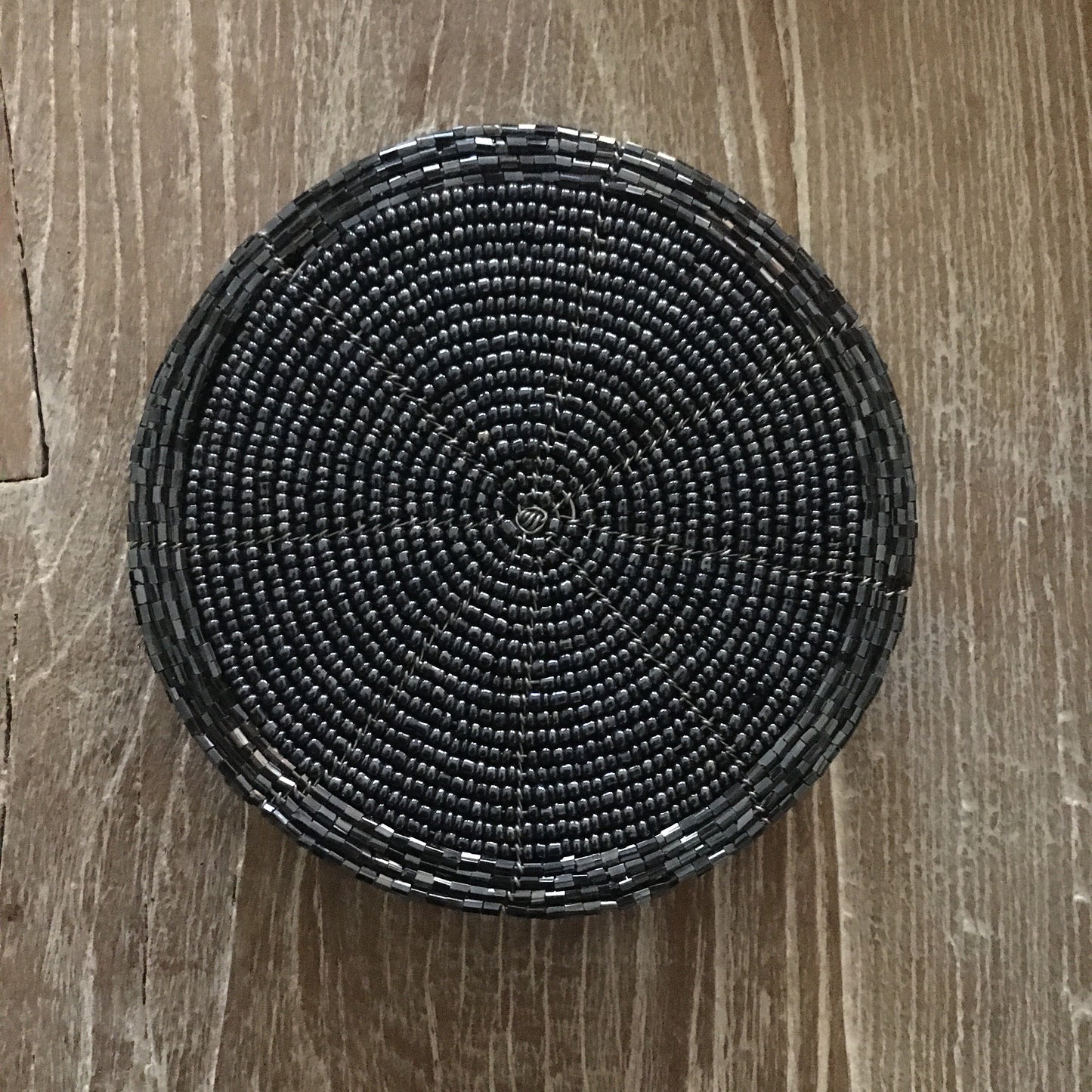 African Beaded Coaster Set - Charcoal colour - Set of 6