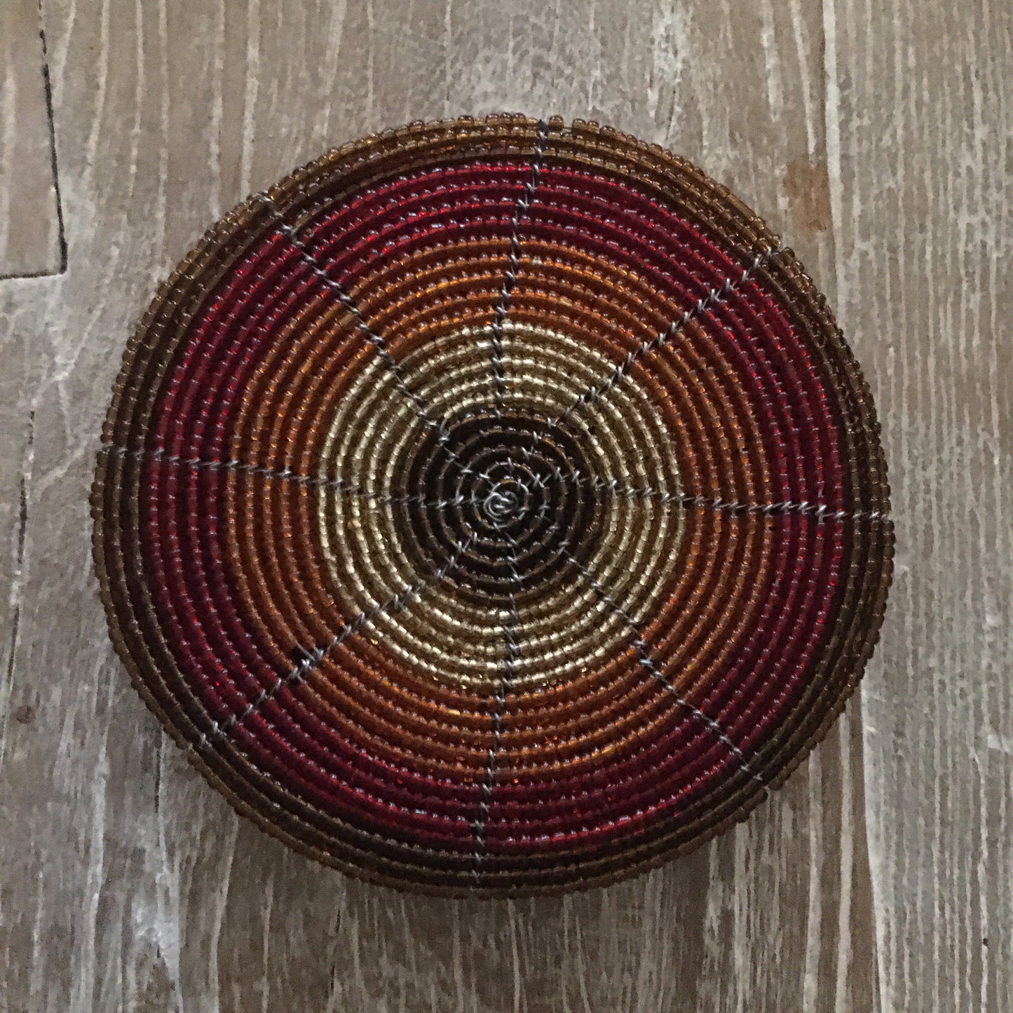 African Beaded Coaster Set - Autumn colour - Set of 6