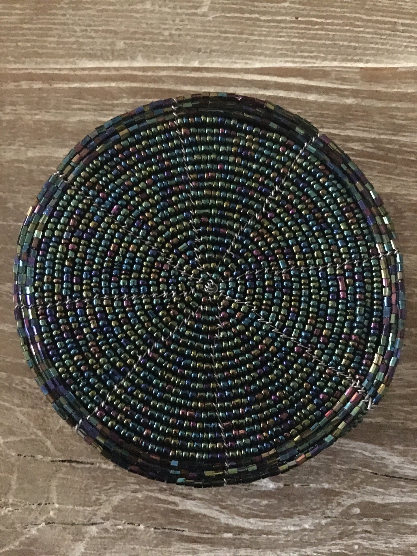 African Beaded Coaster Set - Cool colours - Set of 6