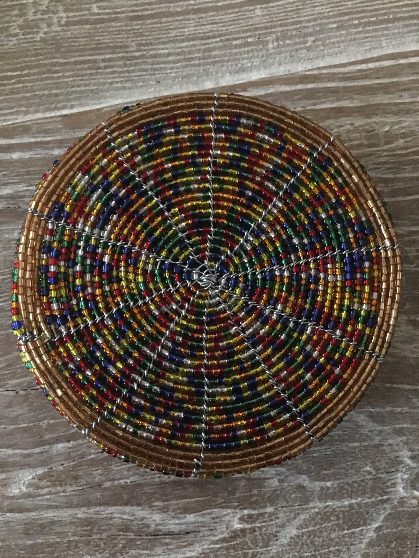 African Bead Coaster Set - Rainbow of colours - Set of 6