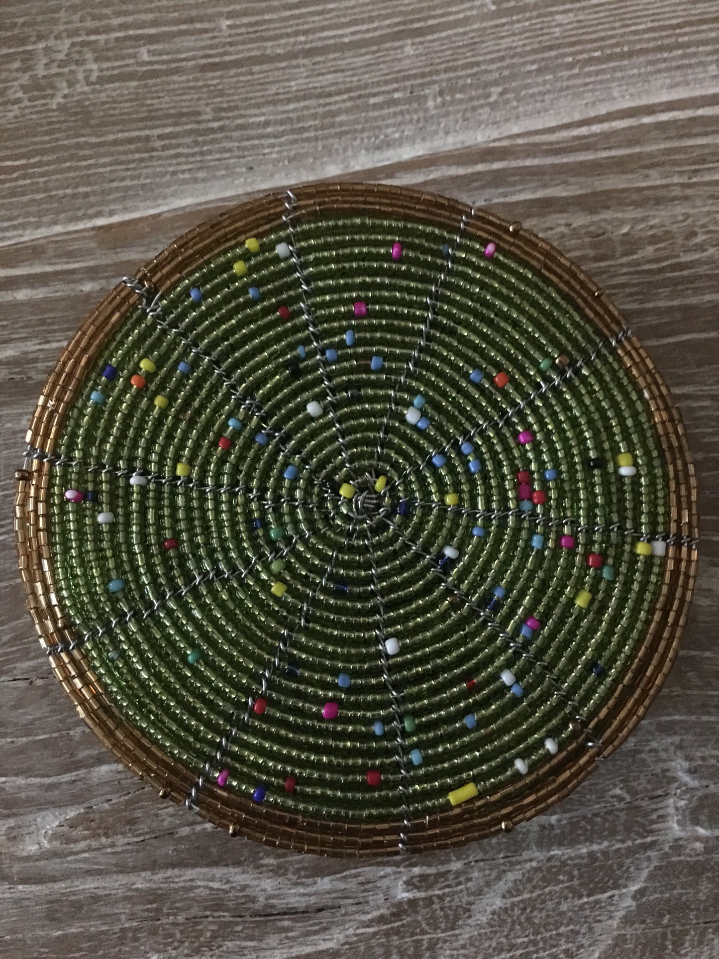 African Beaded Coaster Set - Green - Set of 6